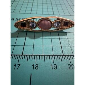 Vtg 1928 Jewelry Line Pink Blue Glass Rhinestones Bar Brooch Pin